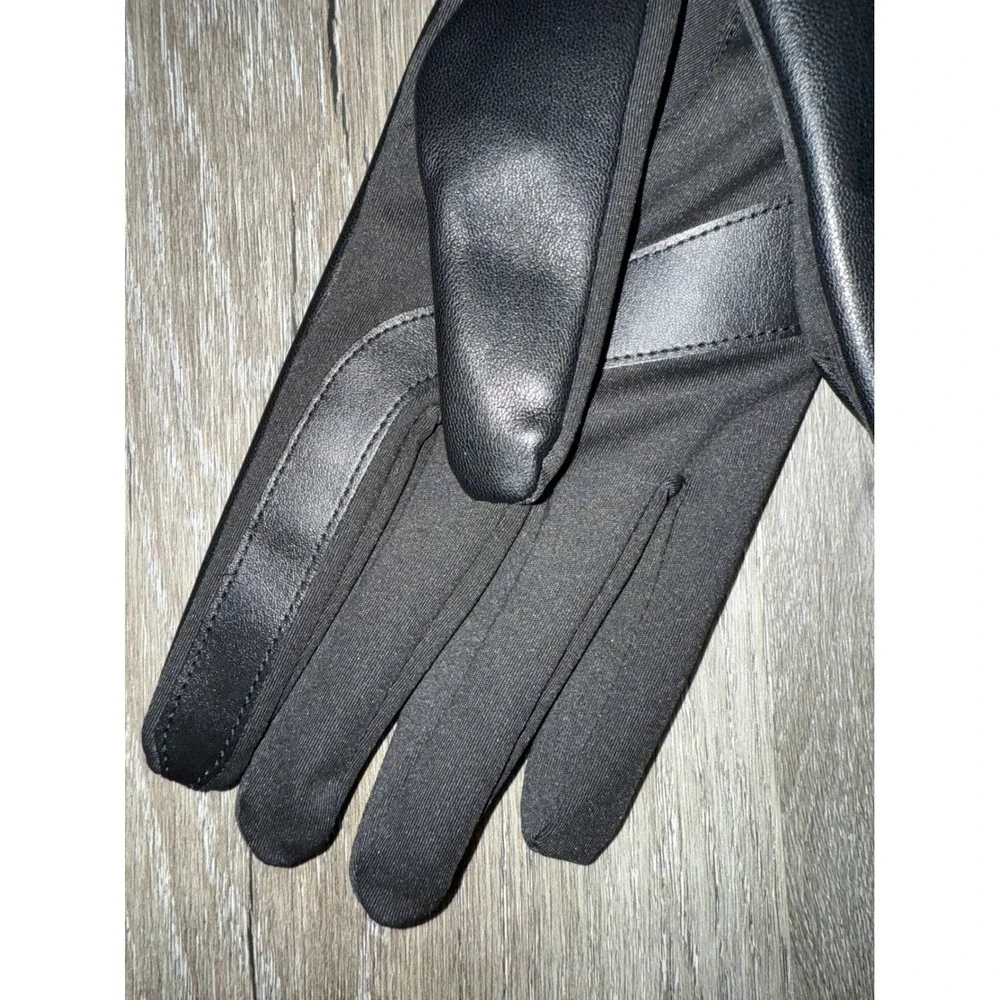 Isotoner Womens SmartTouch Black Faux Leather Tech Gloves L XL 291T4BLKL/XL